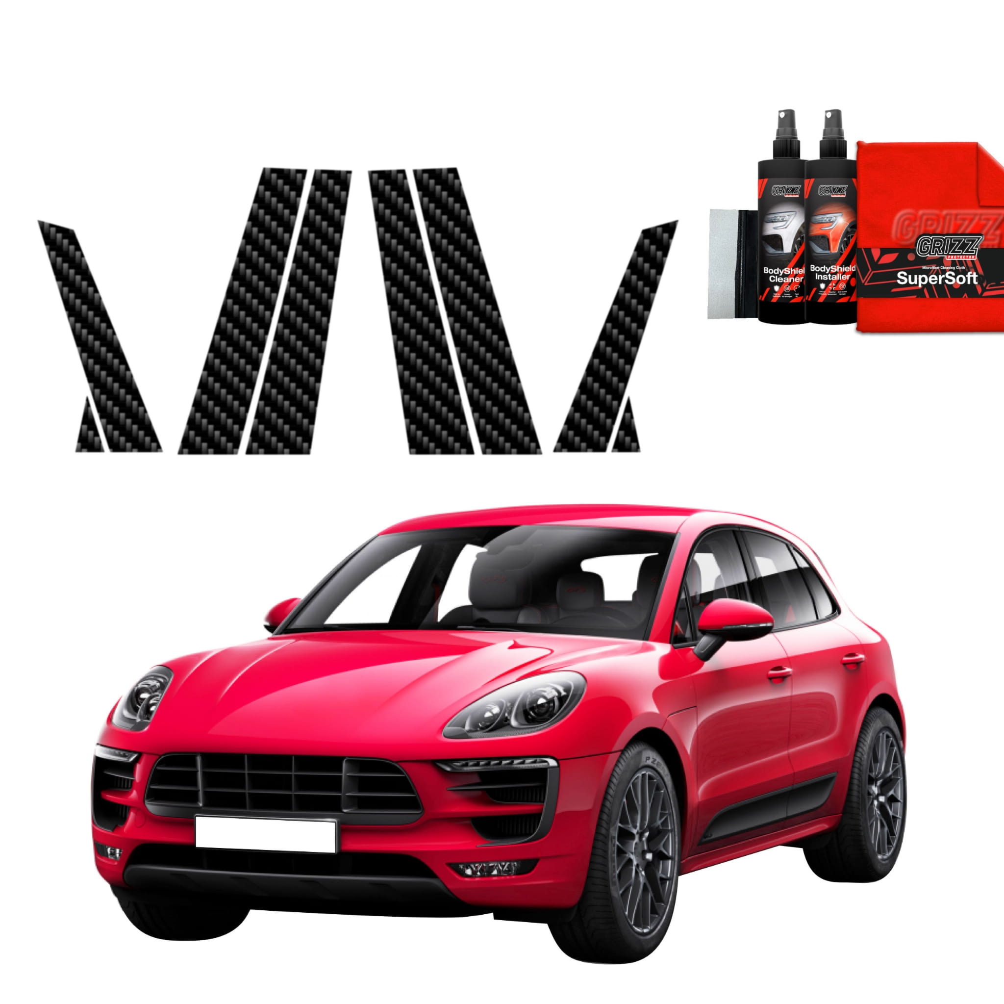 8w1 Folia karbonowa Grizz Protector na słupki do Porsche Macan GTS (2021-2024)