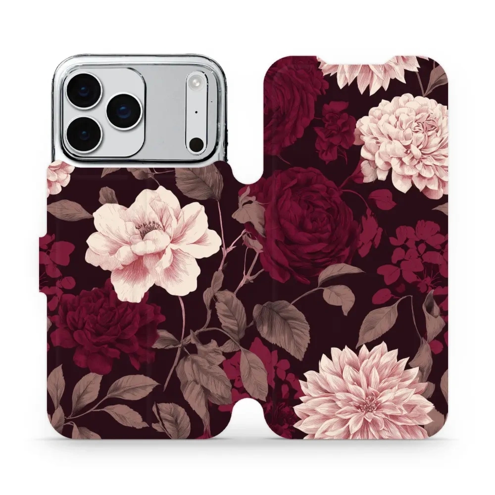 Etui z klapką do iPhone 17 Pro Max, Mobiwear Book, wino i dalie