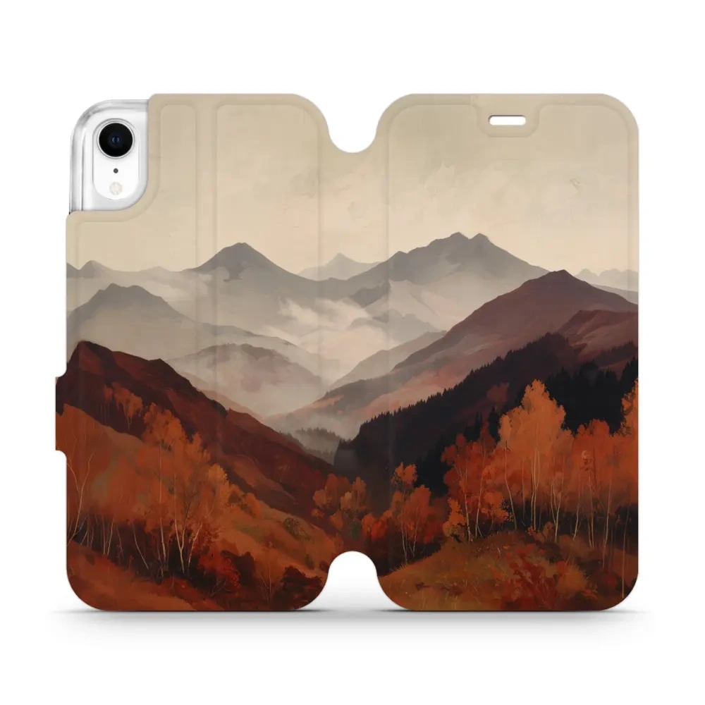 Etui z klapką do iPhone XR, Mobiwear Book, mglista dolina w górach