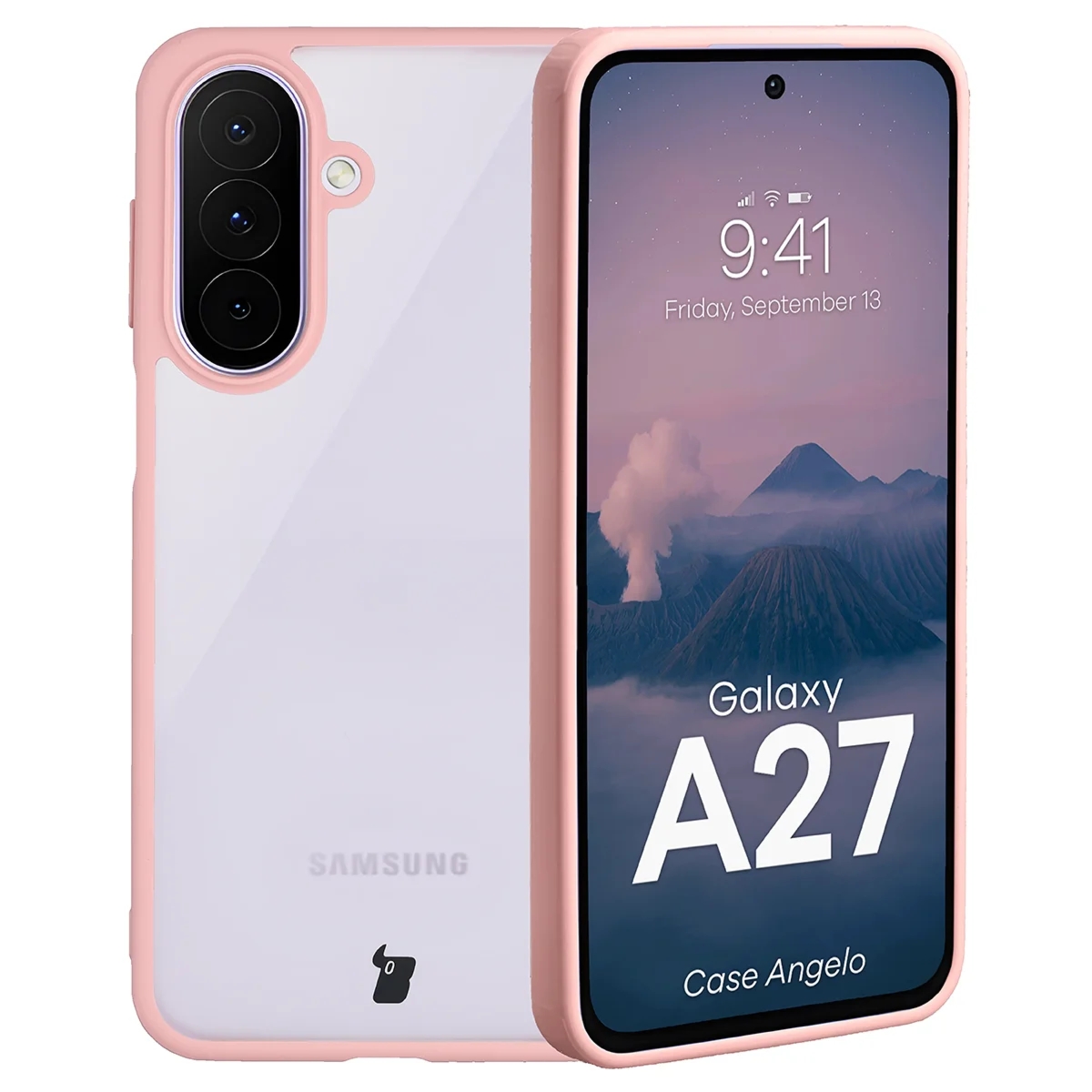 Etui Bizon Case Angelo do Galaxy A27 5G, półprzezroczyste z jasnoróżową ramką