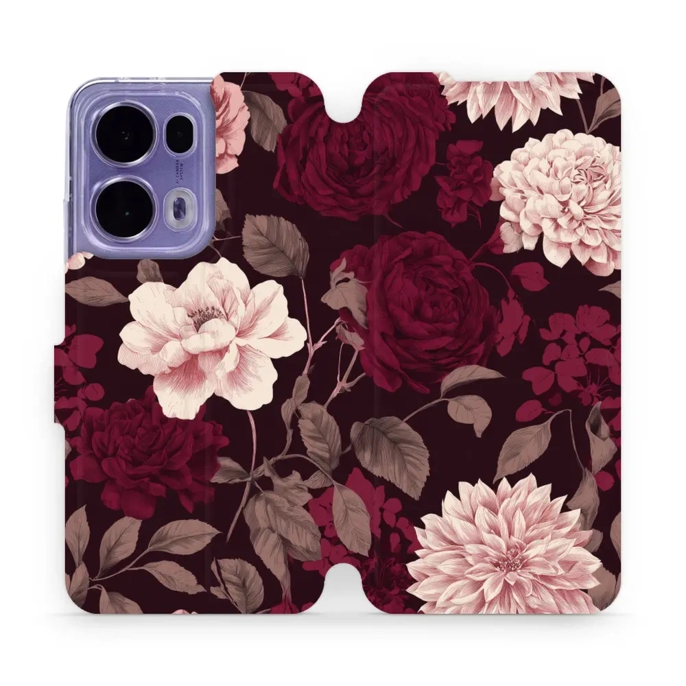 Etui z klapką do OPPO Reno13 Pro, Mobiwear Book, wino i dalie