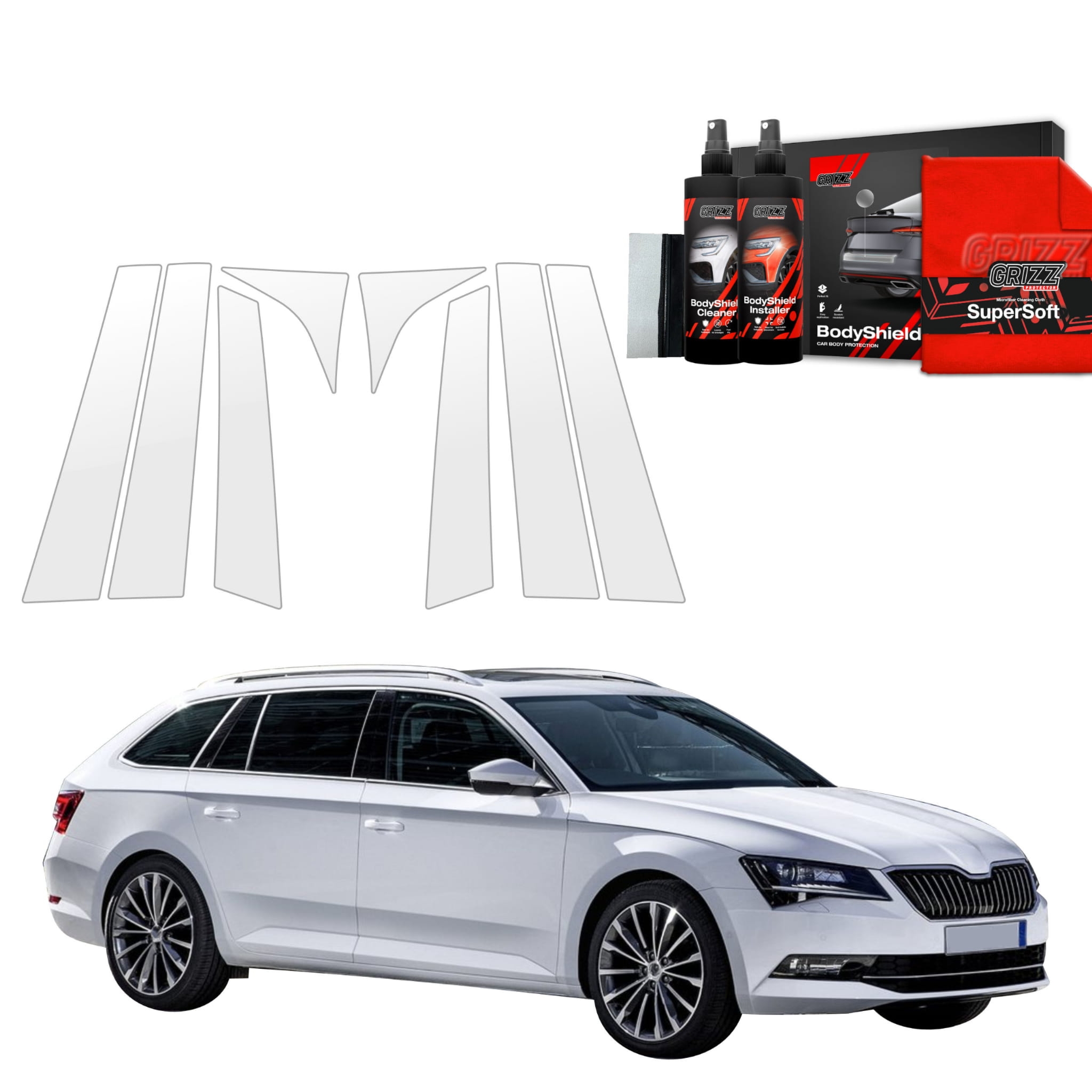 8w1 Folia ochronna na słupki Grizz Protector do Skoda Superb 3 Combi (2016-2019)