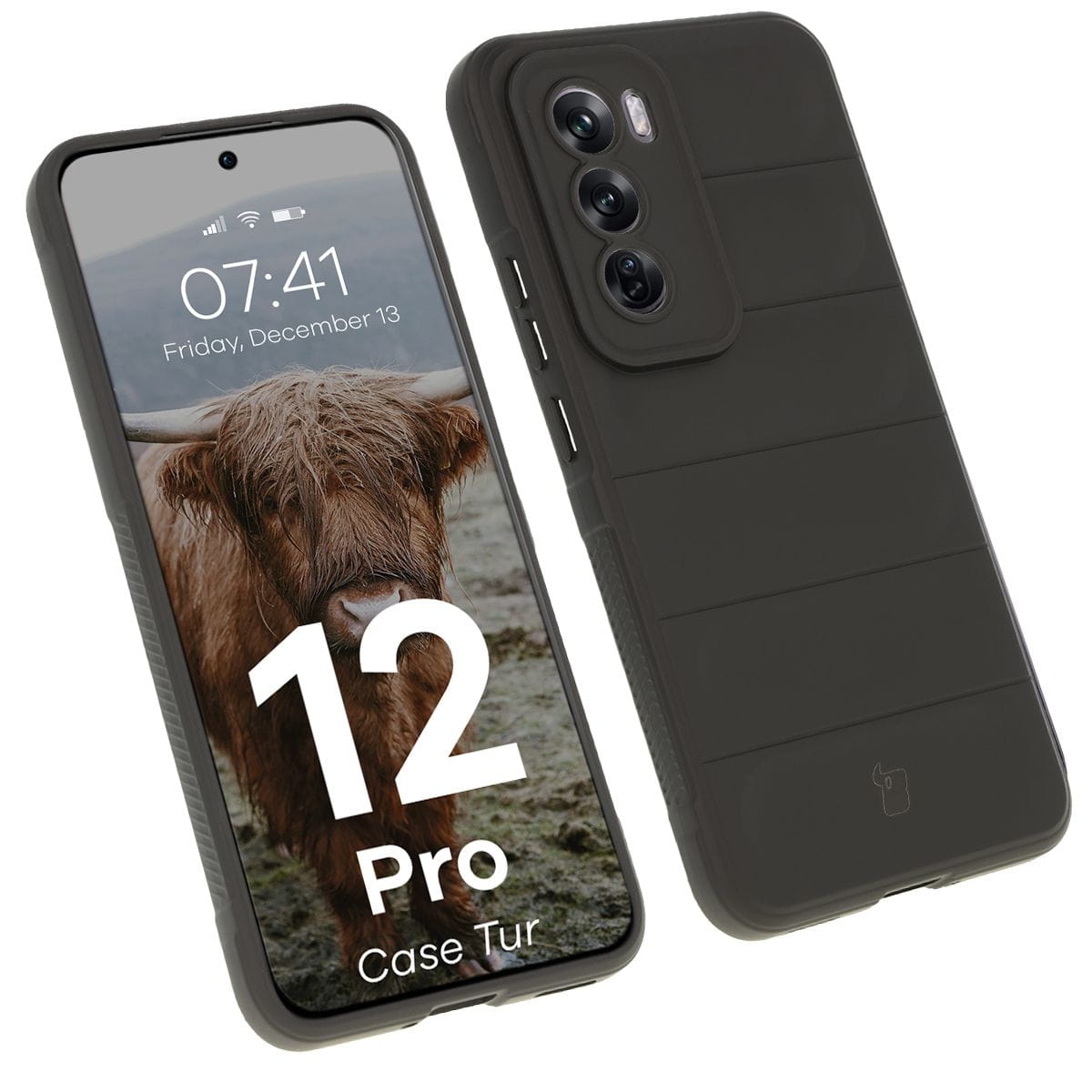 Image of Pancerne etui Bizon Case Tur do Oppo Reno 12 Pro, czarne