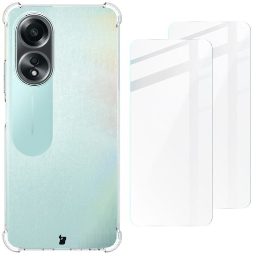 Image of Etui + 2x szkło Bizon Case Clear Pack do Oppo A58 4G, przezroczyste