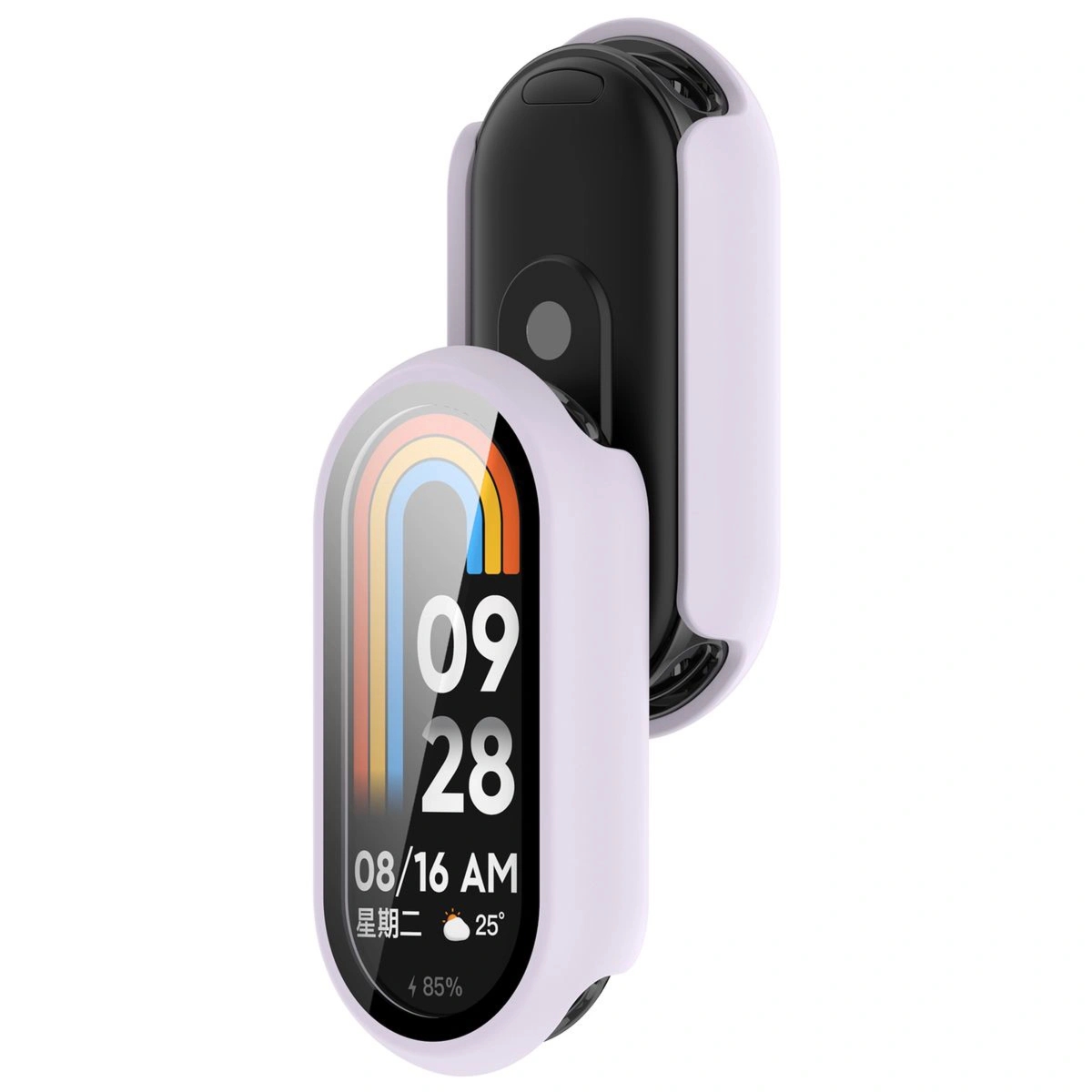 Etui ze szkłem do zegarka Bizon Case Watch Adamo do Xiaomi Smart Band 10, jasnofioletowe