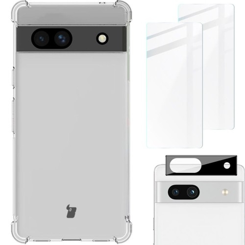 Image of Etui + 2x szkło + obiektyw Bizon Case Clear Pack do Google Pixel 7A, przezroczyste