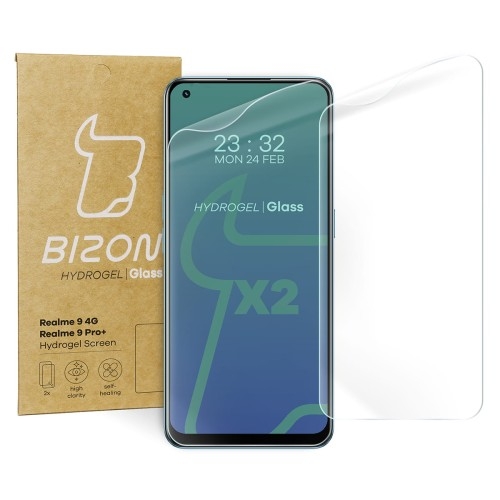 Image of Folia hydrożelowa na ekran Bizon Glass Hydrogel, Realme 9 4G / Realme 9 Pro+, 2 sztuki