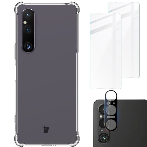 Image of Etui + 2x szkło + obiektyw Bizon Case Clear Pack do Sony Xperia 1 V, przezroczyste