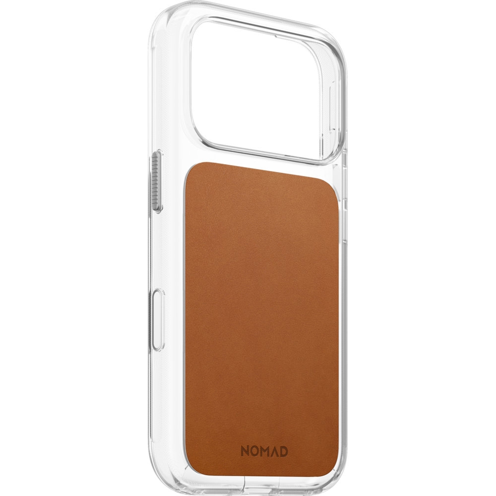 Etui z naturalnej skóry Nomad Clear Leather Case Horween Series do MagSafe do iPhone 18 Pro / 17 Pro, przezroczysto-jasnobrązowe