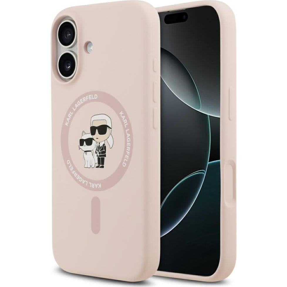 Etui Karl Lagerfeld Hardcase Silicone Karl & Choupette Body Ring do MagSafe do iPhone 17, różowe