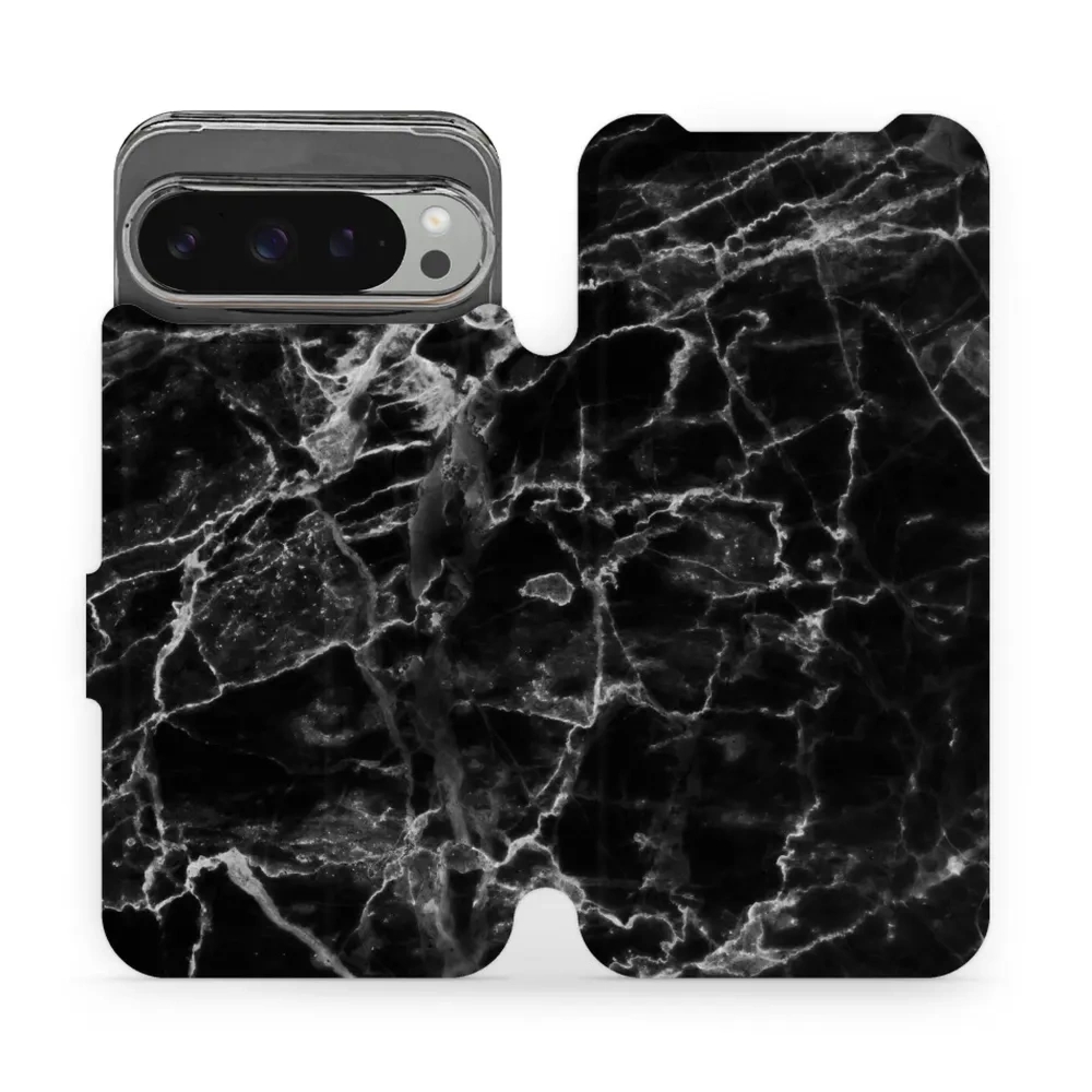 Etui z klapką do Google Pixel 9 Pro XL, Mobiwear Book, czarny marmur
