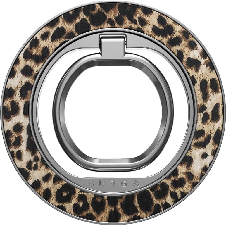 Magnetyczny ring / uchwyt na telefon / na palec / stojak Burga Magnetic Ring Holder, beżowo czarna panterka