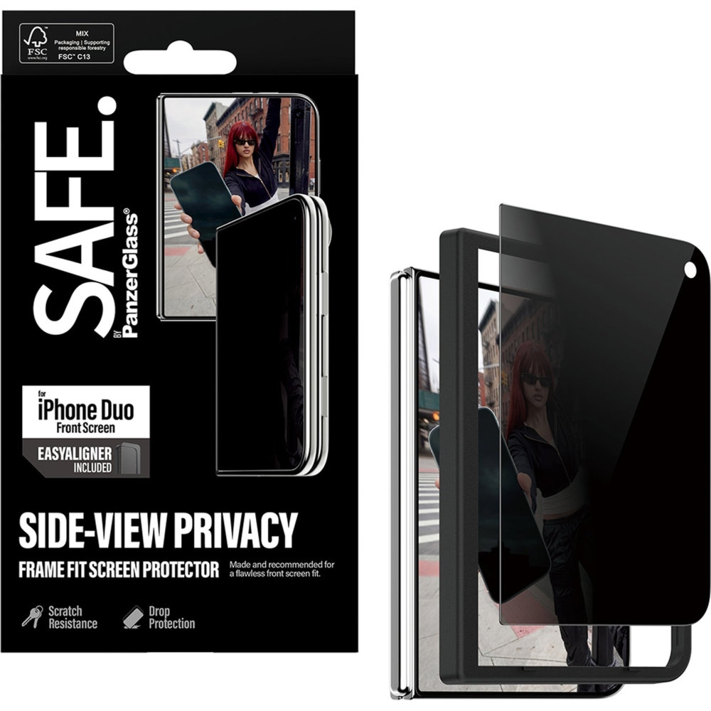 Szkło prywatyzujące z aplikatorem SAFE by PanzerGlass Ultra-Wide Fit Privacy + EasyAligner do iPhone Duo