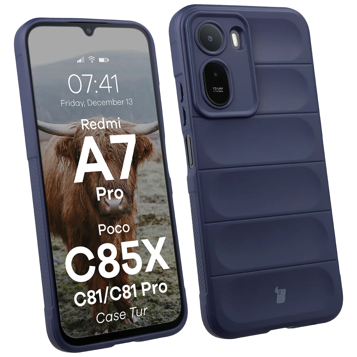 Pancerne etui Bizon Case Tur do Xiaomi Redmi A7 Pro / POCO C85X / C81 / C81 Pro, granatowe
