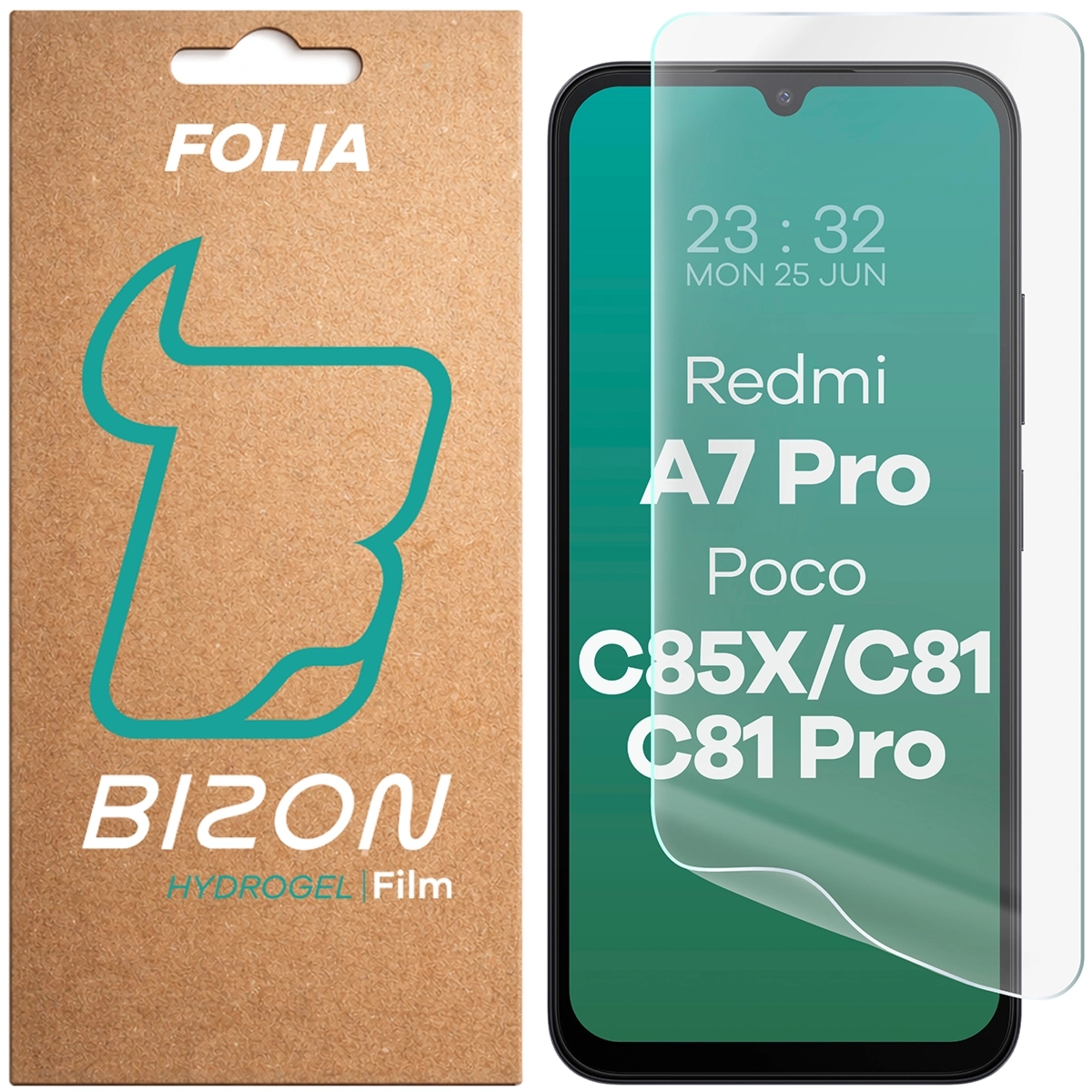Folia hydrożelowa na ekran Bizon Film Hydrogel Front do Xiaomi Redmi A7 Pro / POCO C85X / C81 / C81 Pro, 1 sztuka