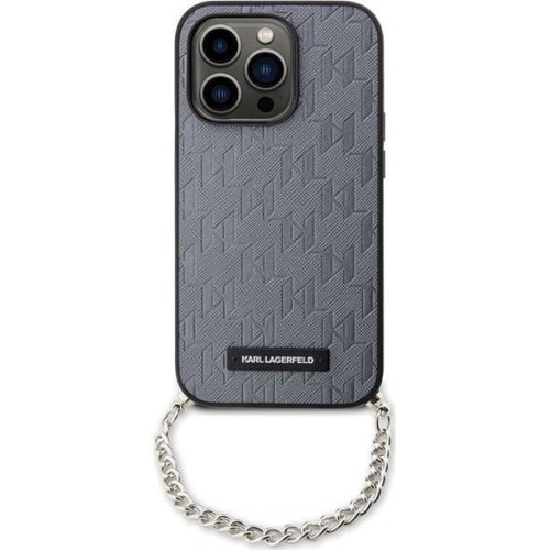 Image of Etui Karl Lagerfeld Hard Case Saffiano Monogram Chaino do iPhone 14 Pro Max, srebrne