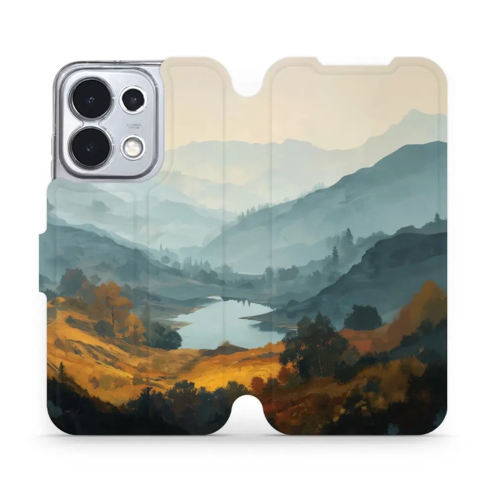 Etui z klapką do OPPO Reno16 Pro, Mobiwear Book, jezioro w dolinie