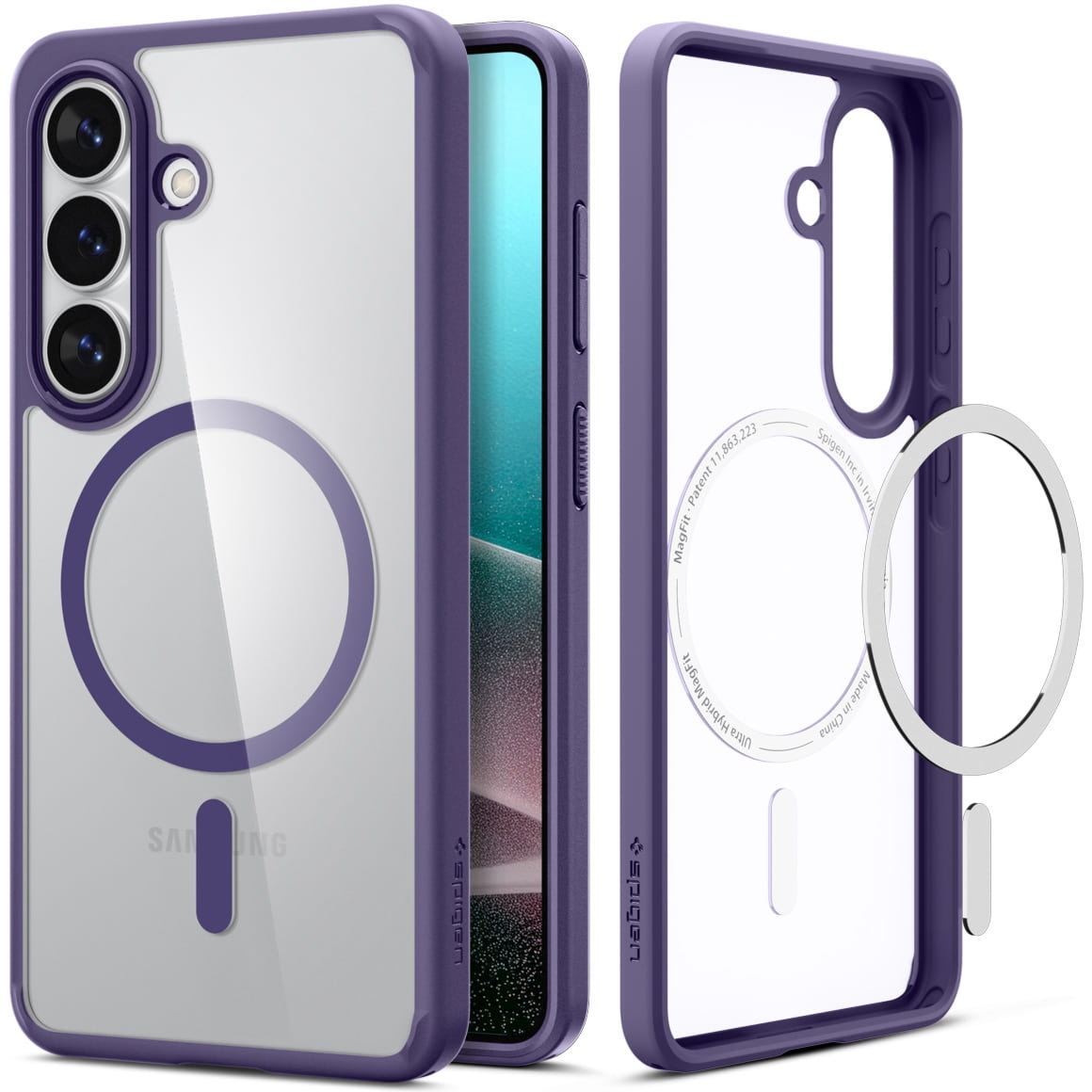 Etui Spigen Ultra Hybrid Mag do MagSafe do Galaxy S26, przezroczysto-fioletowe