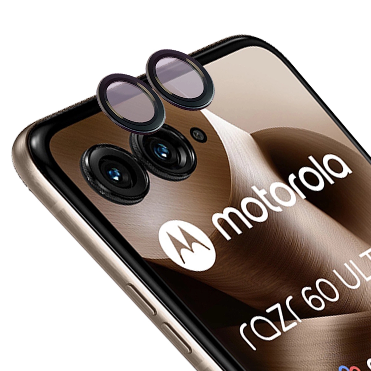 Szkło na aparat Bizon Glass Snap Lens do Motorola Razr 60 Ultra, 1 zestaw, czarna ramka