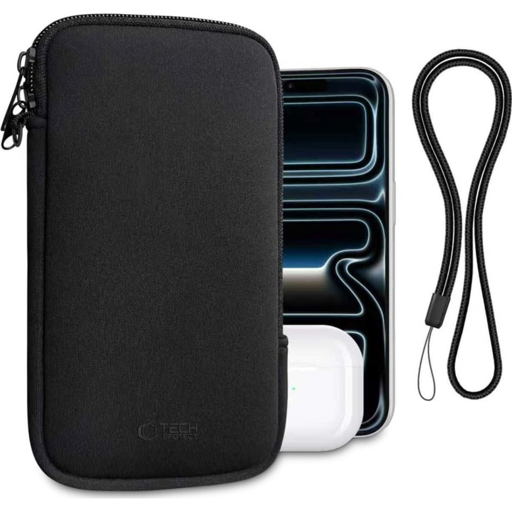 Etui uniwersalne ze smyczą Tech-Protect SM70 Universal Phone Pouch 6″ – 7,2″, czarne