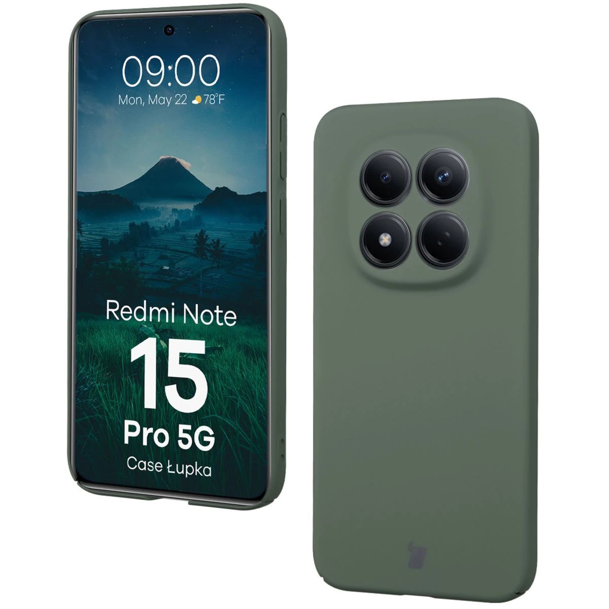 Etui Bizon Case Łupka do Xiaomi Redmi Note 15 Pro 5G, zielone