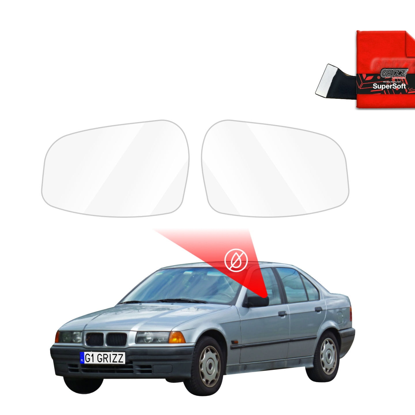 Folia przeciwdeszczowa Grizz Protector na lusterka do BMW 3 E36 Sedan (1990-1999)