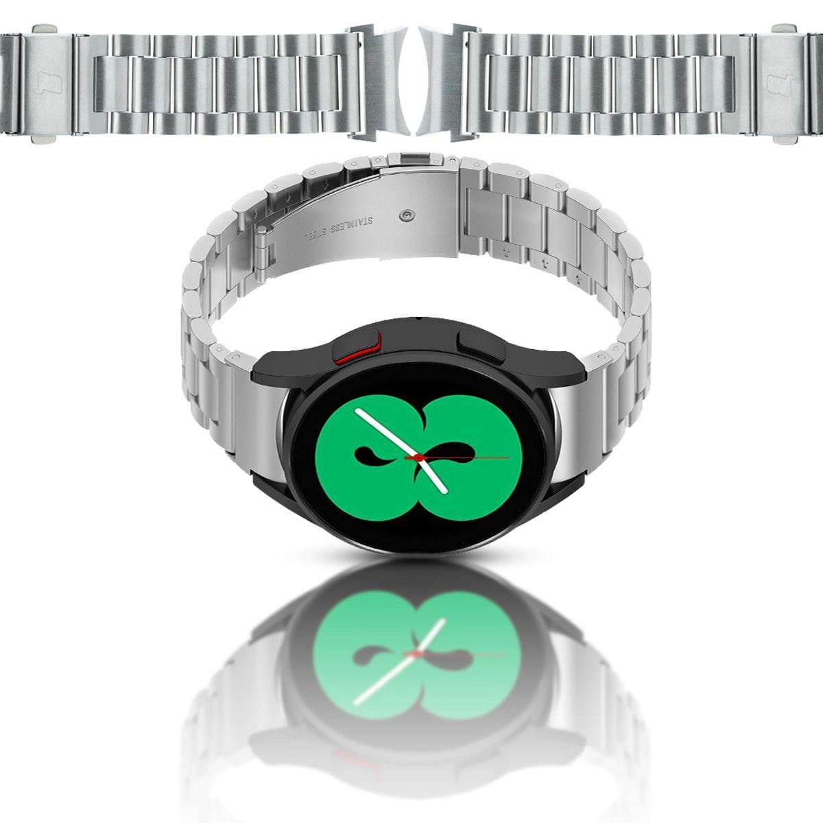 Image of Pasek ze stali nierdzewnej Bizon Strap Watch Aura do Galaxy Watch FE/7/6/6 Classic/5/5 Pro/4/4 Classic, srebrny