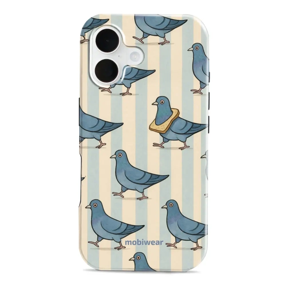 Etui ochronne do iPhone 16, Mobiwear Elite Pro, błękitne gołębie