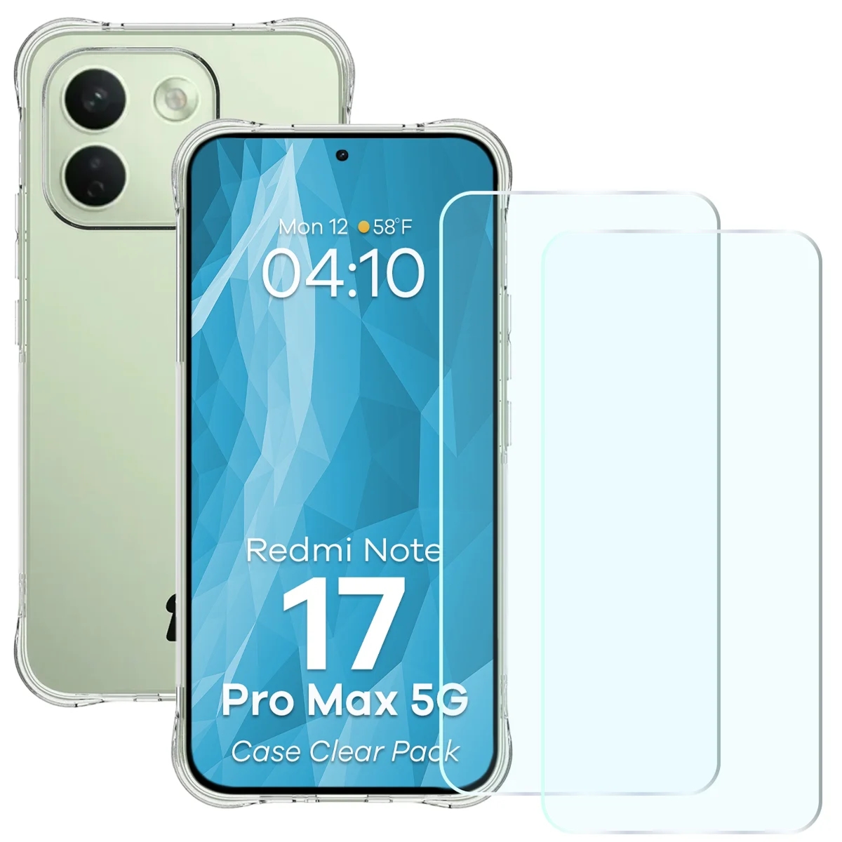 Elastyczne etui + 2x szkło hartowane Bizon Case Clear Pack do Xiaomi Redmi Note 17 Pro Max 5G