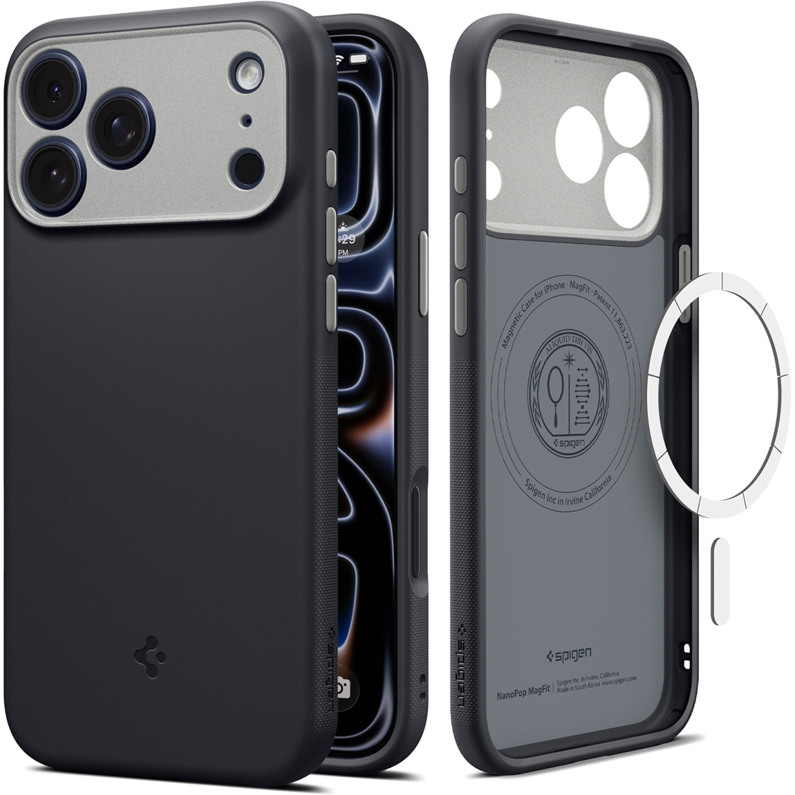 Etui Spigen Nano Pop Mag do MagSafe do iPhone 18 Pro, czarno-szare