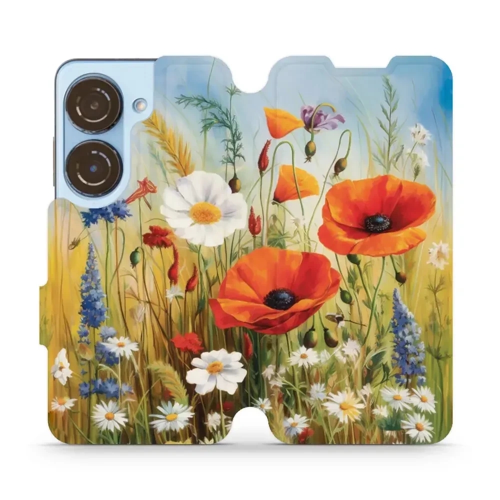 Image of Etui z klapką do Asus Zenfone 10, Mobiwear Book, łąkowe kwiaty