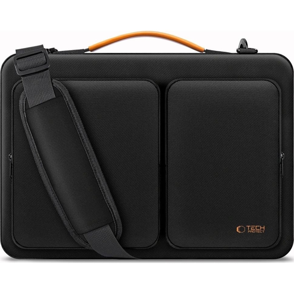 Torba na laptopa 13-14″ na ramię, Tech-Protect Defender Bag, czarno-pomarańczowa