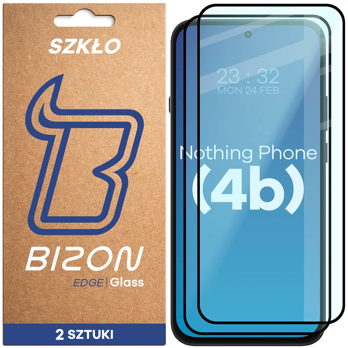 Szkło hartowane Bizon Glass Edge Duo do Nothing Phone (4b), czarna ramka, 2 sztuki