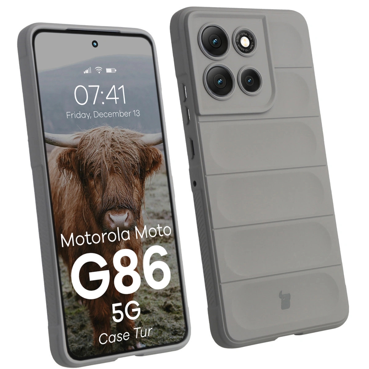 Pancerne etui Bizon Case Tur do Motorola Moto G86 5G, jasnoszare
