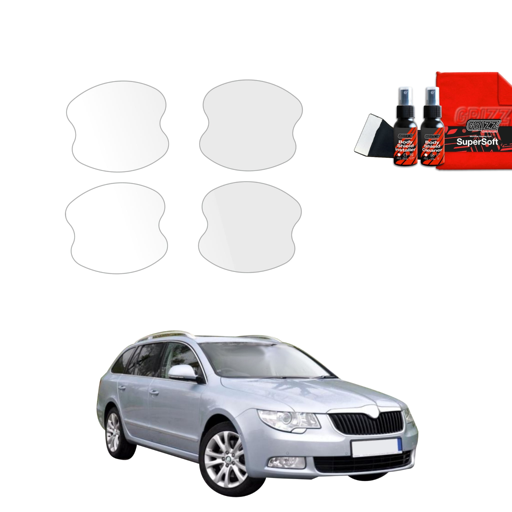4w1 Folia ochronna pod klamki Grizz Protector do Skoda Superb 2 Sedan 4D (2008-2013)