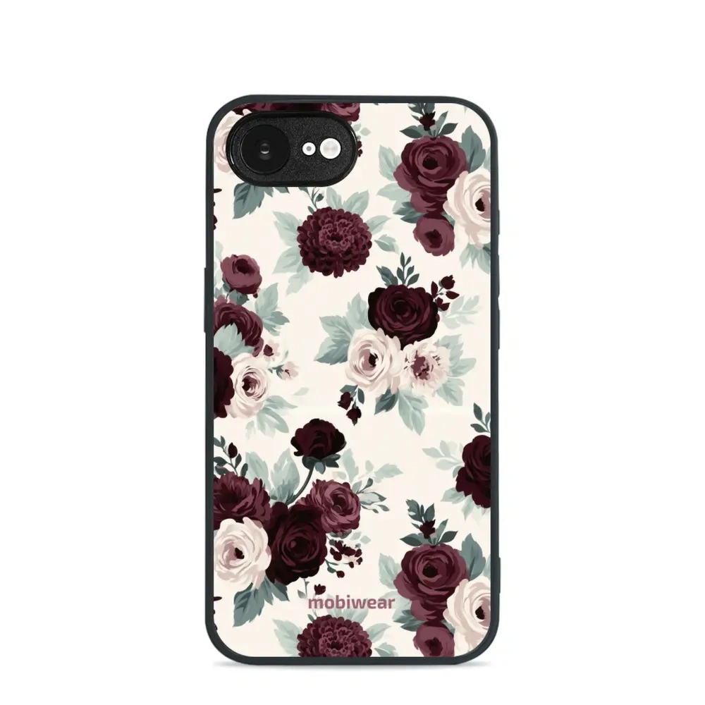 Etui ochronne do iPhone 17e, Mobiwear Glossy Case, róże z szałwią na kremie