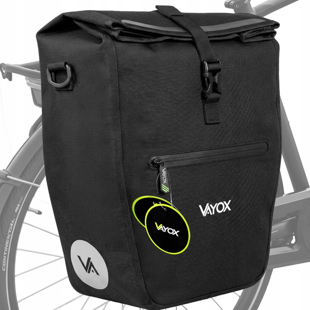 Sakwa rowerowa na bok bagażnika, Vayox VA0445B 25L, czarna