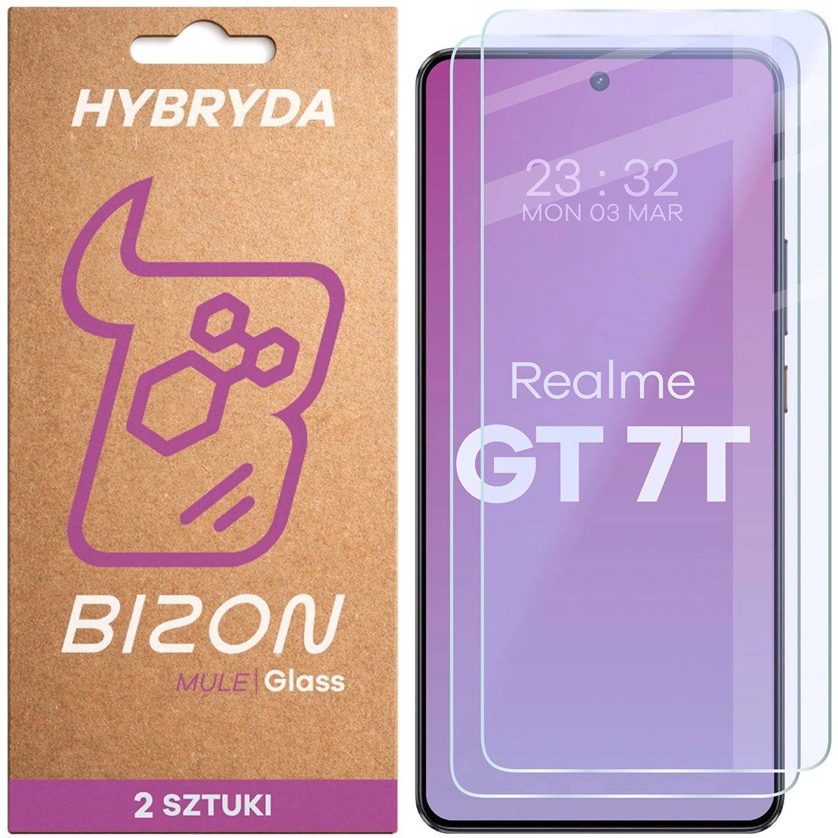 Elastyczne szkło hybrydowe Bizon Hybrid Mule Duo do Realme GT 7T, 2 sztuki