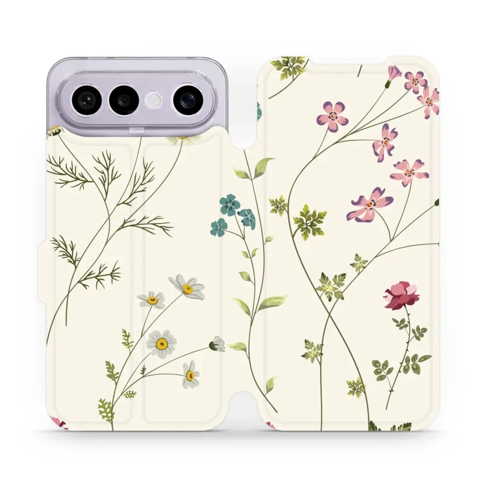 Etui z klapką do Vivo X300 FE, Mobiwear Book, polne kwiaty