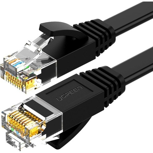 Image of Kabel sieciowy płaski LAN Ethernet Ugreen RJ45 Cat 6 UTP, 1000Mbps, 0,5m, czarny
