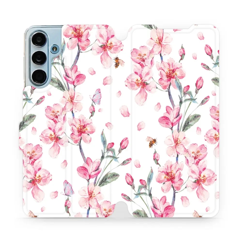 Etui z klapką do Galaxy M55 5G, Mobiwear Book, różowa wiosna