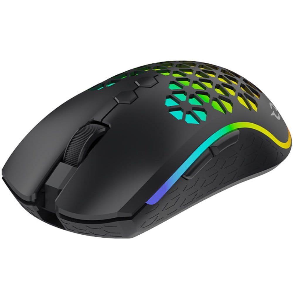 Image of Myszka bezprzewodowa gamingowa RGB, AQIRYS Polaris, 2.4GHz + USB-C, 16K DPI, czarna