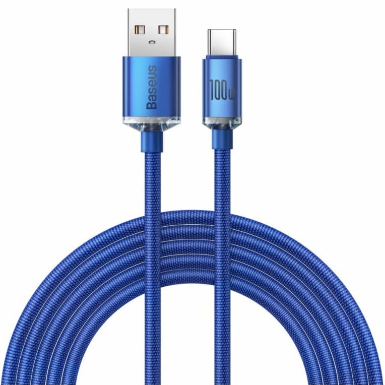 Image of OUTLET: Kabel Baseus Crystal Shine 100W 5A USB-A do USB-C 2m, niebieski