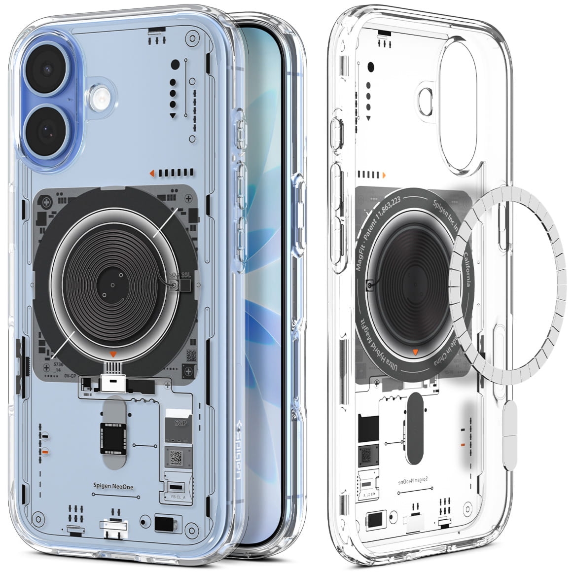 Etui Spigen Ultra Hybrid Mag do MagSafe do iPhone 17, przezroczysto-wzorzyste (Neo One)