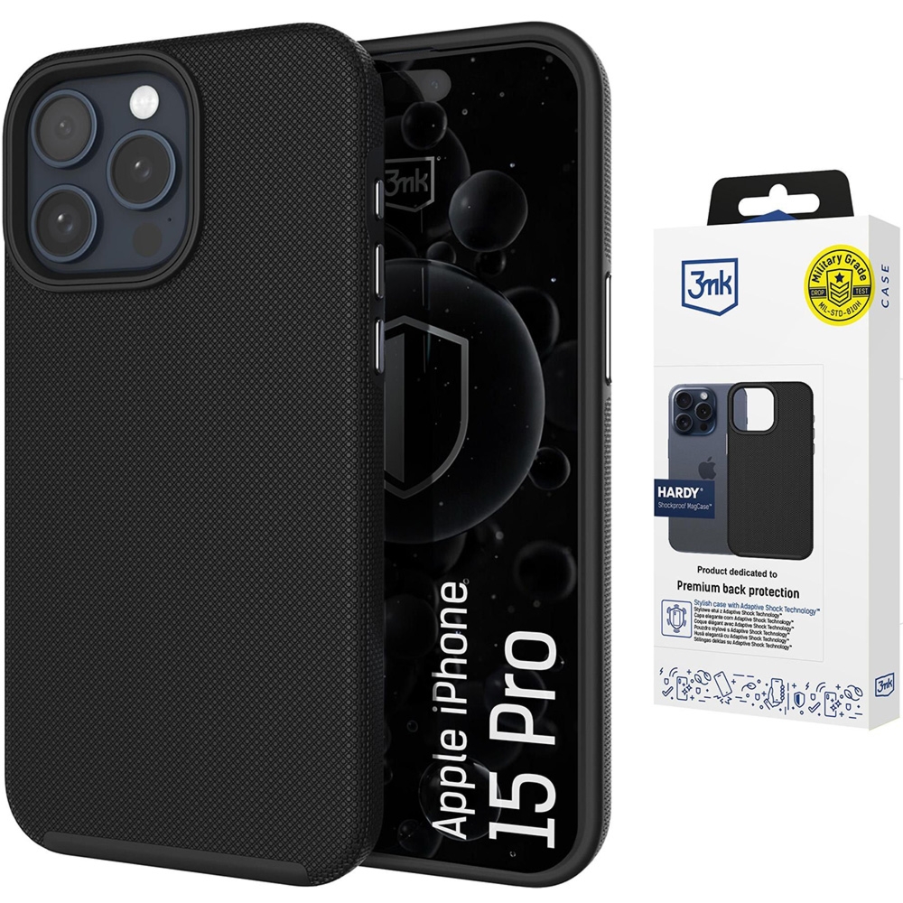 Etui 3mk Hardy Shockproof MagCase do MagSafe do iPhone 15 Pro, czarne
