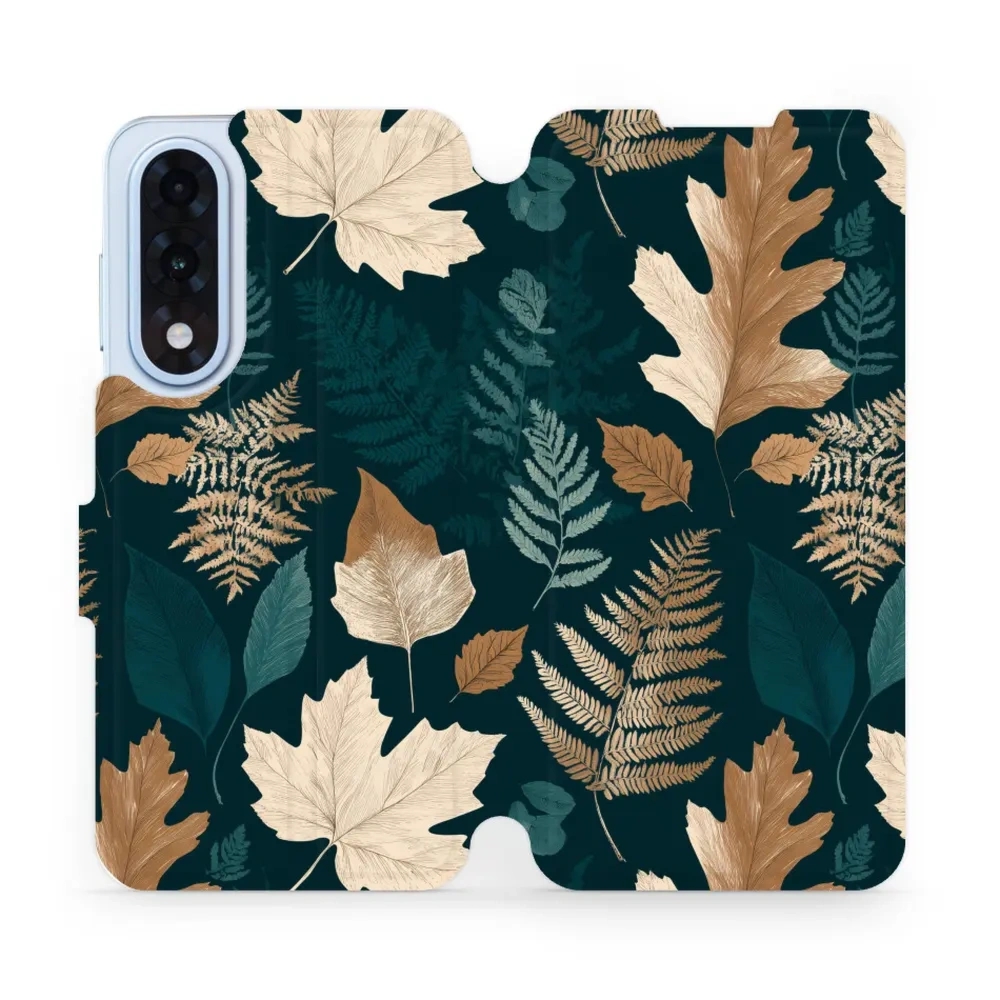 Etui z klapką do OnePlus Nord 5, Mobiwear Book, zielnik z liści i paproci