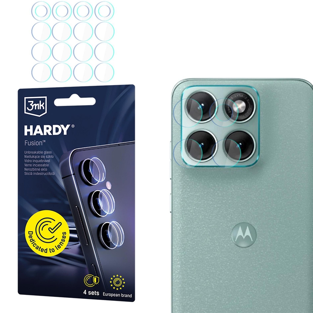 4x Szkło hybrydowe na soczewki aparatu, 3mk Hardy Fusion Lens Protection do Motorola Edge 70 Fusion