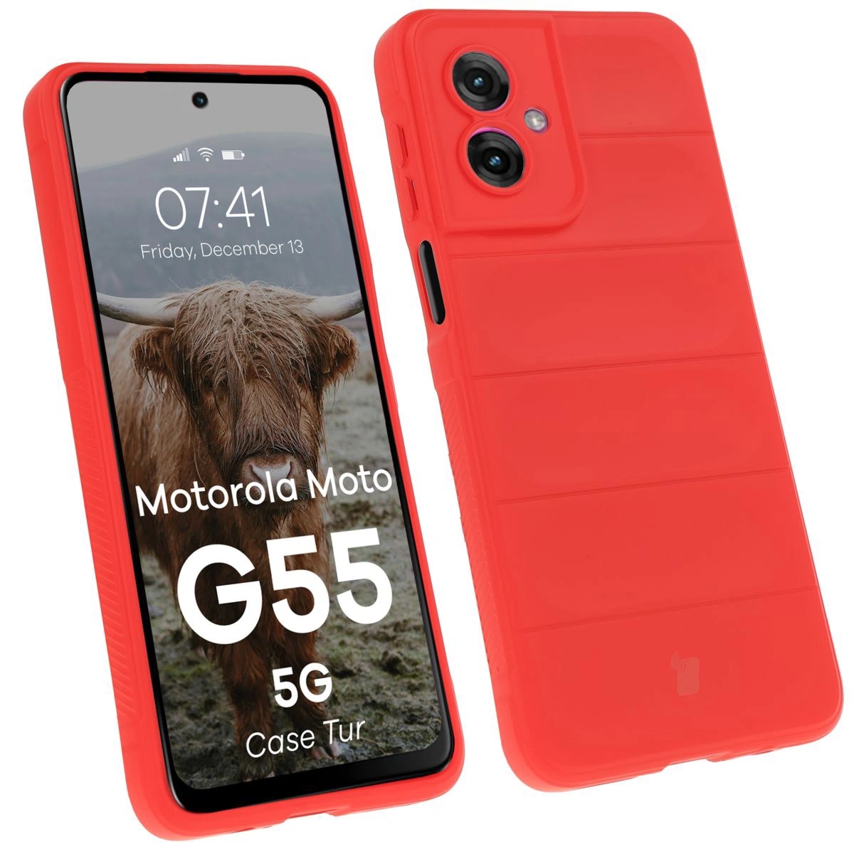 Pancerne etui Bizon Case Tur do Motorola Moto G55 5G, czerwone