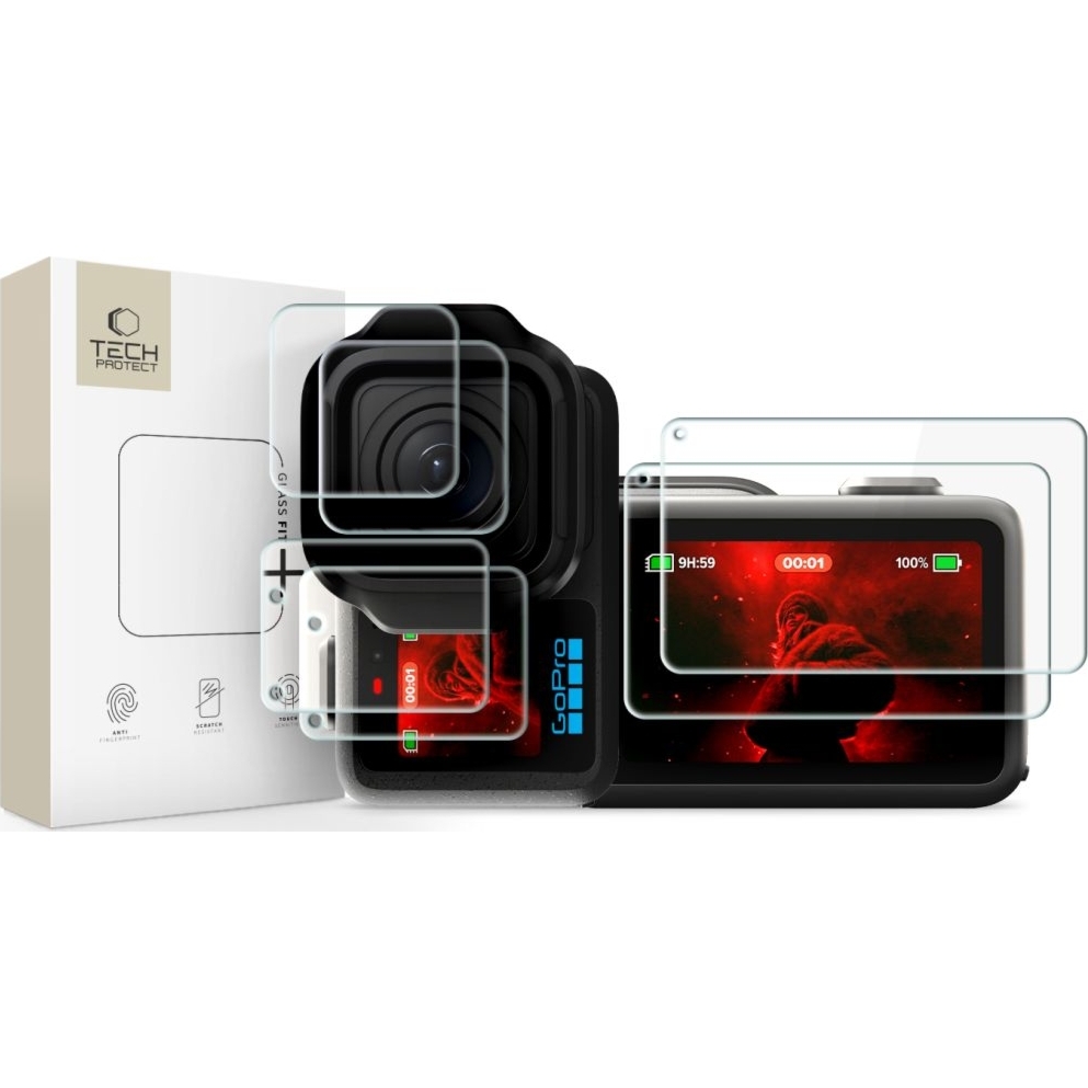 Szkło hartowane, folia Tech-Protect Foil Glass Fit+ do GoPro Mission 1 / Pro, 6 sztuk