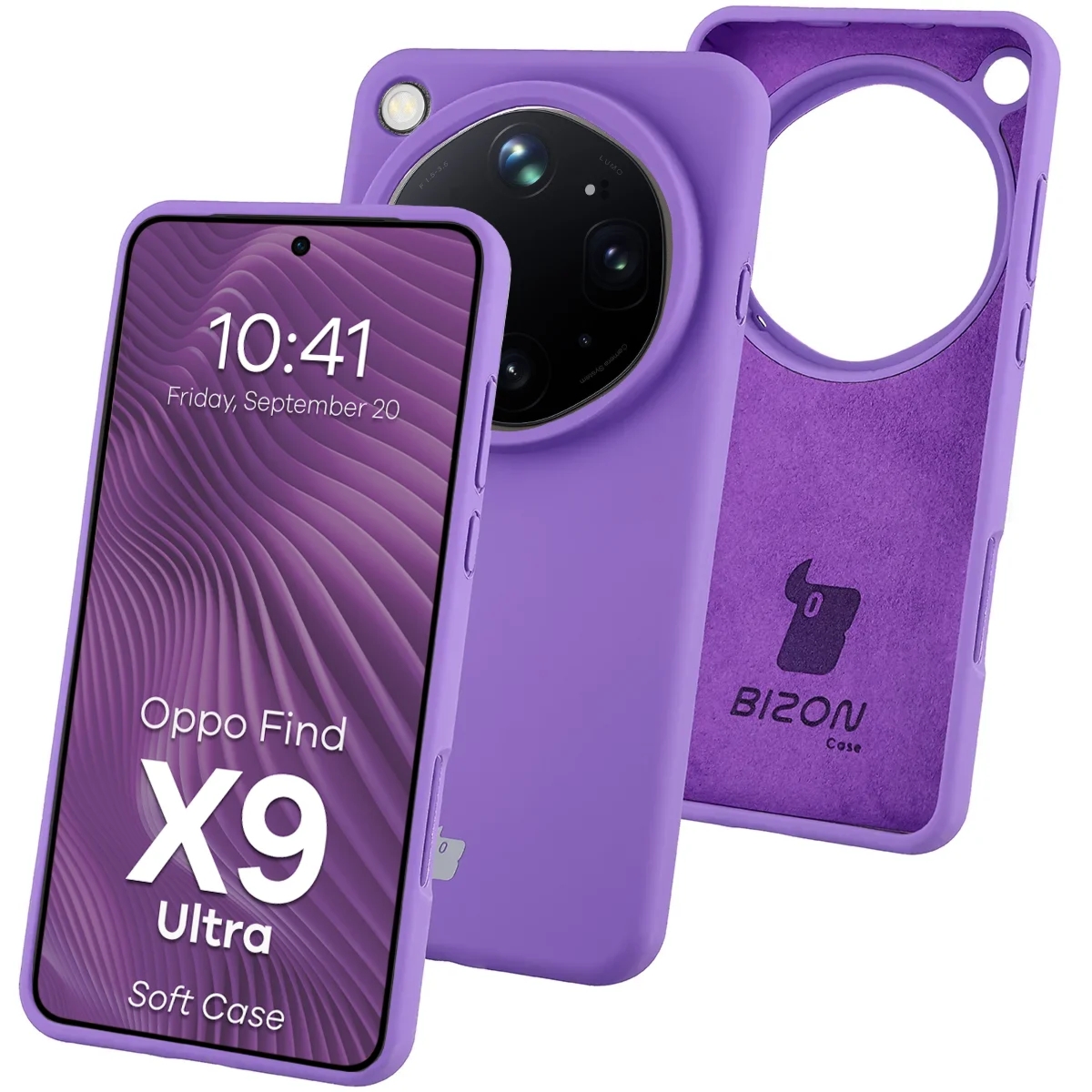Silikonowe etui Bizon Soft Case do Oppo Find X9 Ultra, fioletowe